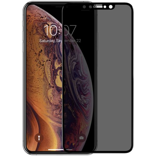 Folie compatibila cu iPhone XS Max, Comando Privacy Fonix, Adeziv pe intreaga suprafata, Acoperire completa, Instalare usoara, Filtru protectie confidentialitate, Negru