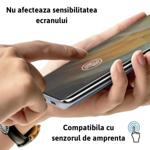 Folie InvisiFlex compatibila cu iPhone 16 Pro Max, Full Glue, Full Cover, Silicon hydrogel regenerabil, SlimLine NanoShield, Transparenta - 3