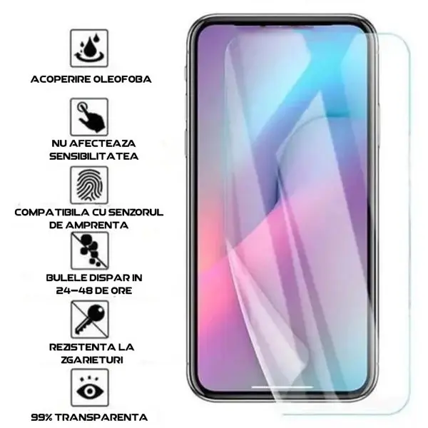 Folie Comando Shield compatibila cu iPhone 16 Pro Max, Hidrogel in 3 straturi, Anti-Ingalbenire, Anti-UV, Regenerabila, Anti-Soc, Instalare usoara, CaseFit - 2