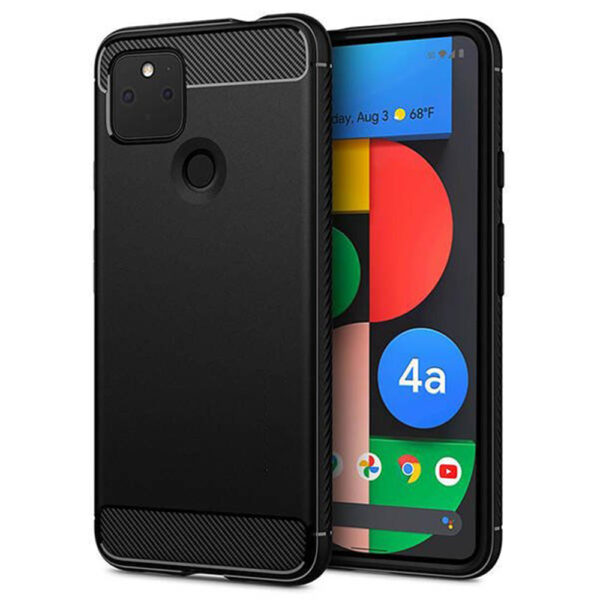 Husa Supreme Carbon compatibila cu Google Pixel 4a 5G, Protectie precisa, Design canelat, Margini ranforsate, Anti-amprente, Negru