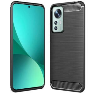 Husa Supreme Carbon compatibila cu Xiaomi 12X 5G, Protectie precisa, Design canelat, Margini ranforsate, Anti-amprente, Negru