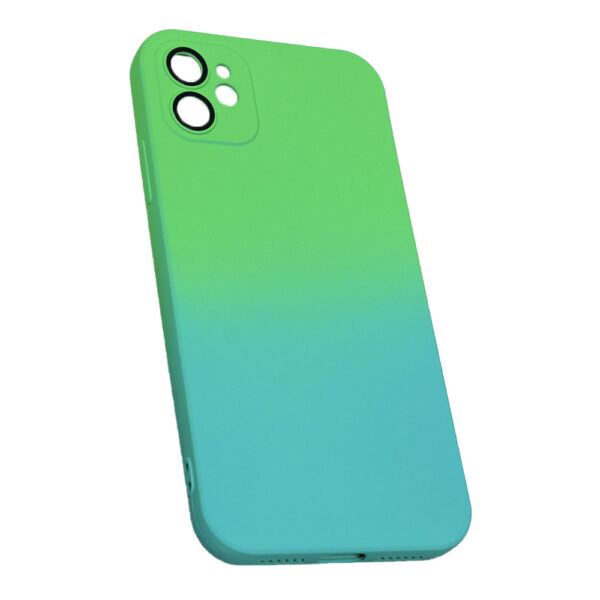 Husa telefon, compatibila cu Apple iPhone 12, NeonPowder Case, Pelicula de protectie pentru camere, Anti-alunecare, Anti-amprenta, Gradient, Verde