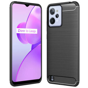 Husa Supreme Carbon compatibila cu Realme C31, Protectie precisa, Design canelat, Margini ranforsate, Anti-amprente, Negru