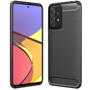 Husa Supreme Carbon compatibila cu Samsung Galaxy A73 5G, Protectie precisa, Design canelat, Margini ranforsate, Anti-amprente, Negru