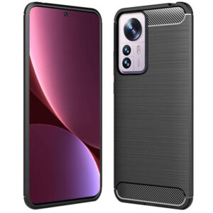 Husa Supreme Carbon compatibila cu Xiaomi 12 Pro, Protectie precisa, Design canelat, Margini ranforsate, Anti-amprente, Negru