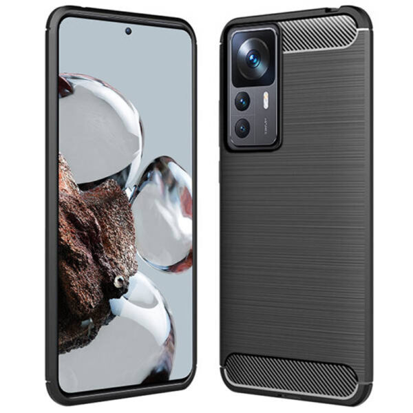 Husa Supreme Carbon compatibila cu Xiaomi 12T, Protectie precisa, Design canelat, Margini ranforsate, Anti-amprente, Negru