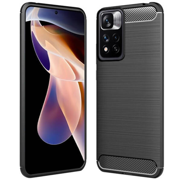 Husa Supreme Carbon compatibila cu Xiaomi Redmi Note 11 Pro 5G, Protectie precisa, Design canelat, Margini ranforsate, Anti-amprente, Negru