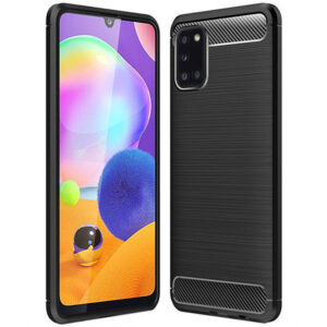 Husa Supreme Carbon compatibila cu Samsung Galaxy A31, Protectie precisa, Design canelat, Margini ranforsate, Anti-amprente, Negru