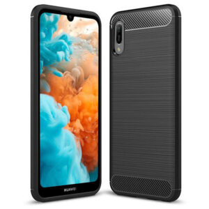 Husa Supreme Carbon compatibila cu Huawei Y6 (2019), Protectie precisa, Design canelat, Margini ranforsate, Anti-amprente, Negru