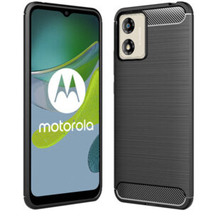 Husa Supreme Carbon compatibila cu Motorola Moto E13, Protectie precisa, Design canelat, Margini ranforsate, Anti-amprente, Negru