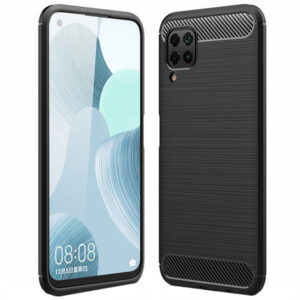 Husa Supreme Carbon compatibila cu Huawei P40 Lite, Protectie precisa, Design canelat, Margini ranforsate, Anti-amprente, Negru