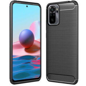 Husa Supreme Carbon compatibila cu Xiaomi Redmi Note 10, Protectie precisa, Design canelat, Margini ranforsate, Anti-amprente, Negru