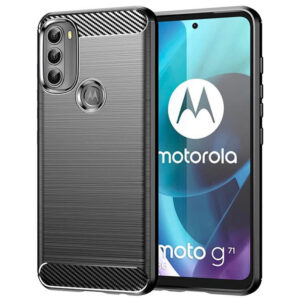 Husa Supreme Carbon compatibila cu Motorola G71 (2021), Protectie precisa, Design canelat, Margini ranforsate, Anti-amprente, Negru