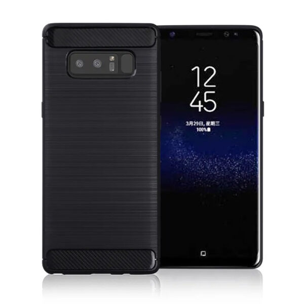 Husa Supreme Carbon compatibila cu Samsung Galaxy Note 8, Protectie precisa, Design canelat, Margini ranforsate, Anti-amprente, Negru