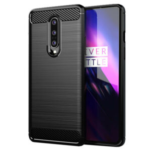 Husa Supreme Carbon compatibila cu OnePlus 8 Pro, Protectie precisa, Design canelat, Margini ranforsate, Anti-amprente, Negru