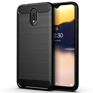 Husa Supreme Carbon compatibila cu Nokia 2.3, Protectie precisa, Design canelat, Margini ranforsate, Anti-amprente, Negru