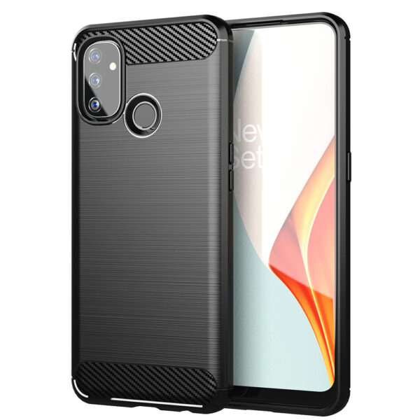 Husa Supreme Carbon compatibila cu OnePlus Nord N10, Protectie precisa, Design canelat, Margini ranforsate, Anti-amprente, Negru