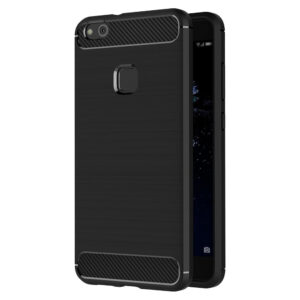 Husa Supreme Carbon compatibila cu Huawei P10 Lite, Protectie precisa, Design canelat, Margini ranforsate, Anti-amprente, Negru