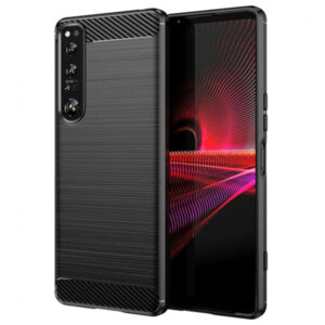 Husa Supreme Carbon compatibila cu Sony Xperia 1 III, Protectie precisa, Design canelat, Margini ranforsate, Anti-amprente, Negru