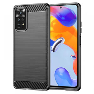 Husa Supreme Carbon compatibila cu Xiaomi Note 11, Protectie precisa, Design canelat, Margini ranforsate, Anti-amprente, Negru