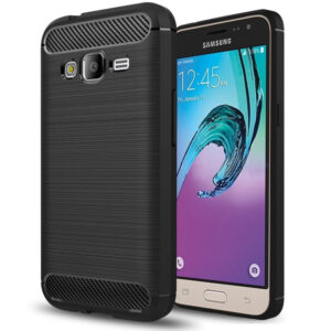 Husa Supreme Carbon compatibila cu Samsung Galaxy J3 (2016), Protectie precisa, Design canelat, Margini ranforsate, Anti-amprente, Negru