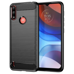 Husa Supreme Carbon compatibila cu Motorola Moto E7i Power, Protectie precisa, Design canelat, Margini ranforsate, Anti-amprente, Negru