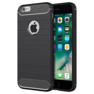 Husa Supreme Carbon compatibila cu Apple iPhone 6 Plus|iPhone 6s Plus, Protectie precisa, Design canelat, Margini ranforsate, Anti-amprente, Negru