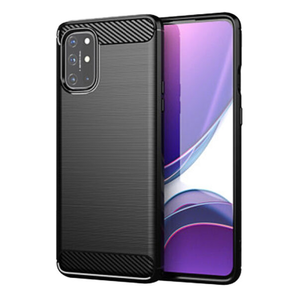 Husa Supreme Carbon compatibila cu OnePlus 8T, Protectie precisa, Design canelat, Margini ranforsate, Anti-amprente, Negru