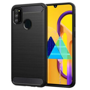 Husa Supreme Carbon compatibila cu Samsung Galaxy M30s, Protectie precisa, Design canelat, Margini ranforsate, Anti-amprente, Negru