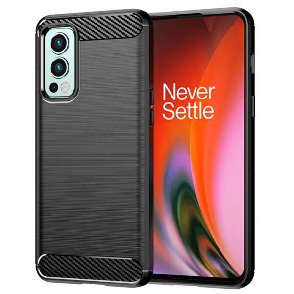 Husa Supreme Carbon compatibila cu OnePlus Nord 2 5G, Protectie precisa, Design canelat, Margini ranforsate, Anti-amprente, Negru