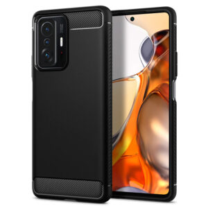 Husa Supreme Carbon compatibila cu Xiaomi 11T, Protectie precisa, Design canelat, Margini ranforsate, Anti-amprente, Negru