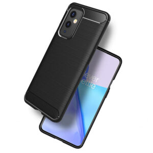 Husa Supreme Carbon compatibila cu OnePlus 9R, Protectie precisa, Design canelat, Margini ranforsate, Anti-amprente, Negru