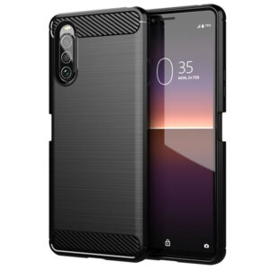 Husa Supreme Carbon compatibila cu Sony Ace 2, Protectie precisa, Design canelat, Margini ranforsate, Anti-amprente, Negru