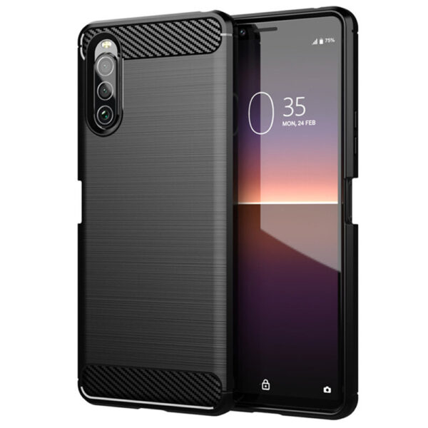 Husa Supreme Carbon compatibila cu Sony Ace 2, Protectie precisa, Design canelat, Margini ranforsate, Anti-amprente, Negru