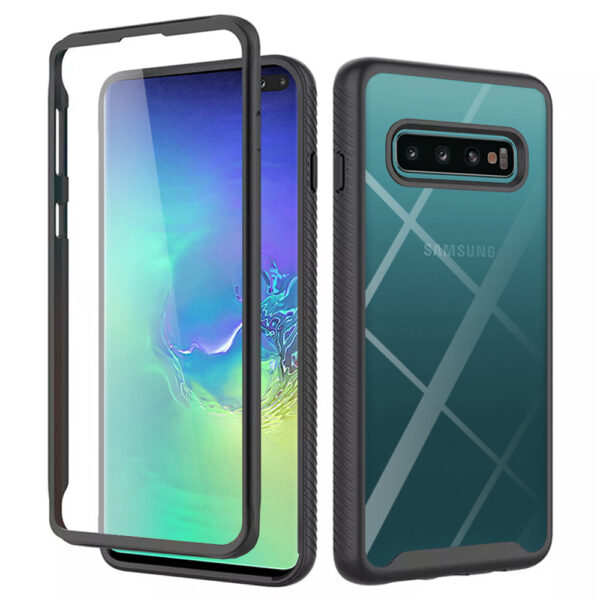 Husa COMANDO 360Fence compatibila cu Samsung Galaxy S10 Plus, Folie inclusa, Protectie completa (fata, spate, laterale), Ideal Hybrid Grip, Negru