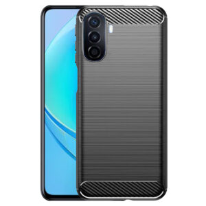 Husa Supreme Carbon compatibila cu Huawei nova Y70, Protectie precisa, Design canelat, Margini ranforsate, Anti-amprente, Negru