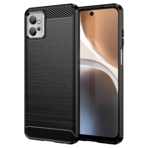 Husa Supreme Carbon compatibila cu Motorola Moto G32, Protectie precisa, Design canelat, Margini ranforsate, Anti-amprente, Negru