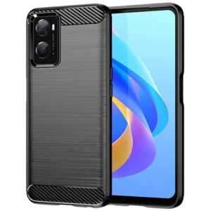 Husa Supreme Carbon compatibila cu OPPO A77, Protectie precisa, Design canelat, Margini ranforsate, Anti-amprente, Negru