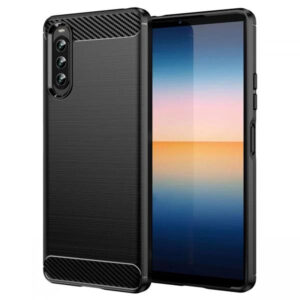 Husa Supreme Carbon compatibila cu Sony Xperia 10 IV, Protectie precisa, Design canelat, Margini ranforsate, Anti-amprente, Negru