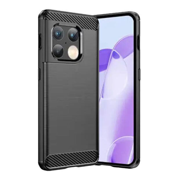 Husa Supreme Carbon compatibila cu OnePlus 10 Pro, Protectie precisa, Design canelat, Margini ranforsate, Anti-amprente, Negru