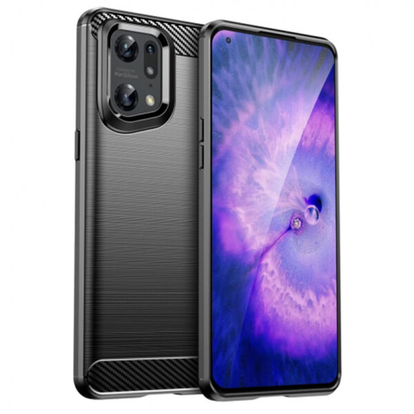 Husa Supreme Carbon compatibila cu OPPO Find X5, Protectie precisa, Design canelat, Margini ranforsate, Anti-amprente, Negru