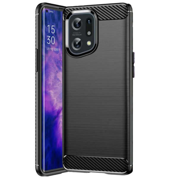 Husa Supreme Carbon compatibila cu OPPO Find X5 Pro, Protectie precisa, Design canelat, Margini ranforsate, Anti-amprente, Negru