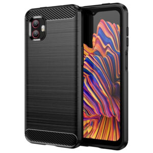 Husa Supreme Carbon compatibila cu Samsung Galaxy XCover 6 Pro, Protectie precisa, Design canelat, Margini ranforsate, Anti-amprente, Negru