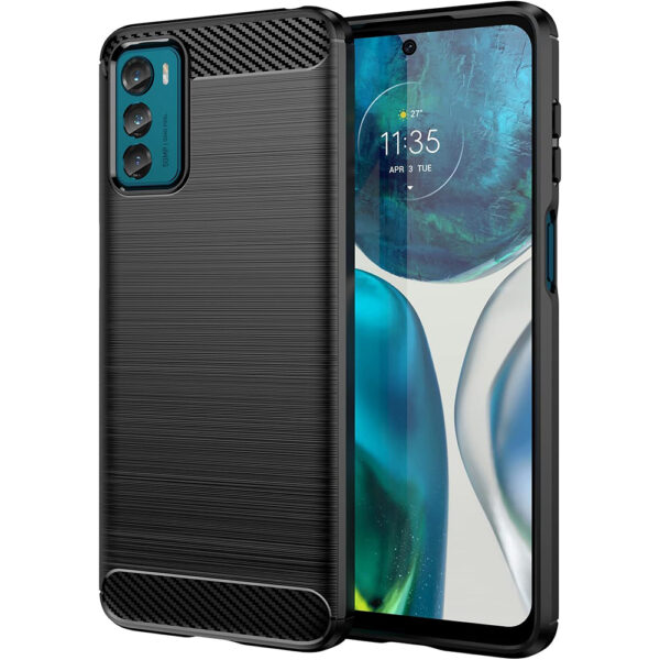 Husa Supreme Carbon compatibila cu Motorola Moto G42, Protectie precisa, Design canelat, Margini ranforsate, Anti-amprente, Negru