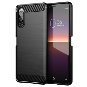 Husa Supreme Carbon compatibila cu Sony Xperia 5 II, Protectie precisa, Design canelat, Margini ranforsate, Anti-amprente, Negru