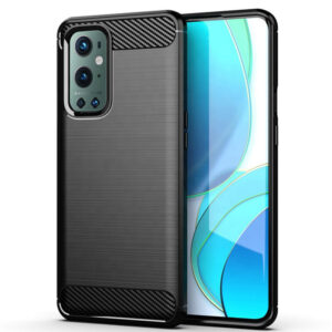 Husa Supreme Carbon compatibila cu OnePlus 9 Pro, Protectie precisa, Design canelat, Margini ranforsate, Anti-amprente, Negru