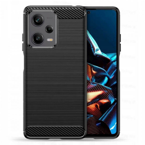 Husa Supreme Carbon compatibila cu Xiaomi Poco X5 Pro, Protectie precisa, Design canelat, Margini ranforsate, Anti-amprente, Negru