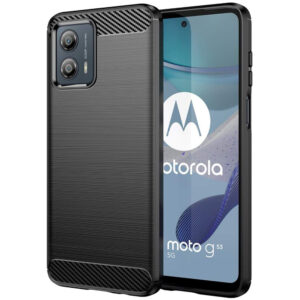 Husa Supreme Carbon compatibila cu Motorola Moto G53, Protectie precisa, Design canelat, Margini ranforsate, Anti-amprente, Negru