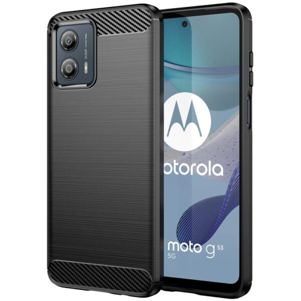 Husa Supreme Carbon compatibila cu Motorola Moto G53, Protectie precisa, Design canelat, Margini ranforsate, Anti-amprente, Negru