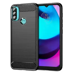 Husa Supreme Carbon compatibila cu Motorola Moto E40, Protectie precisa, Design canelat, Margini ranforsate, Anti-amprente, Negru